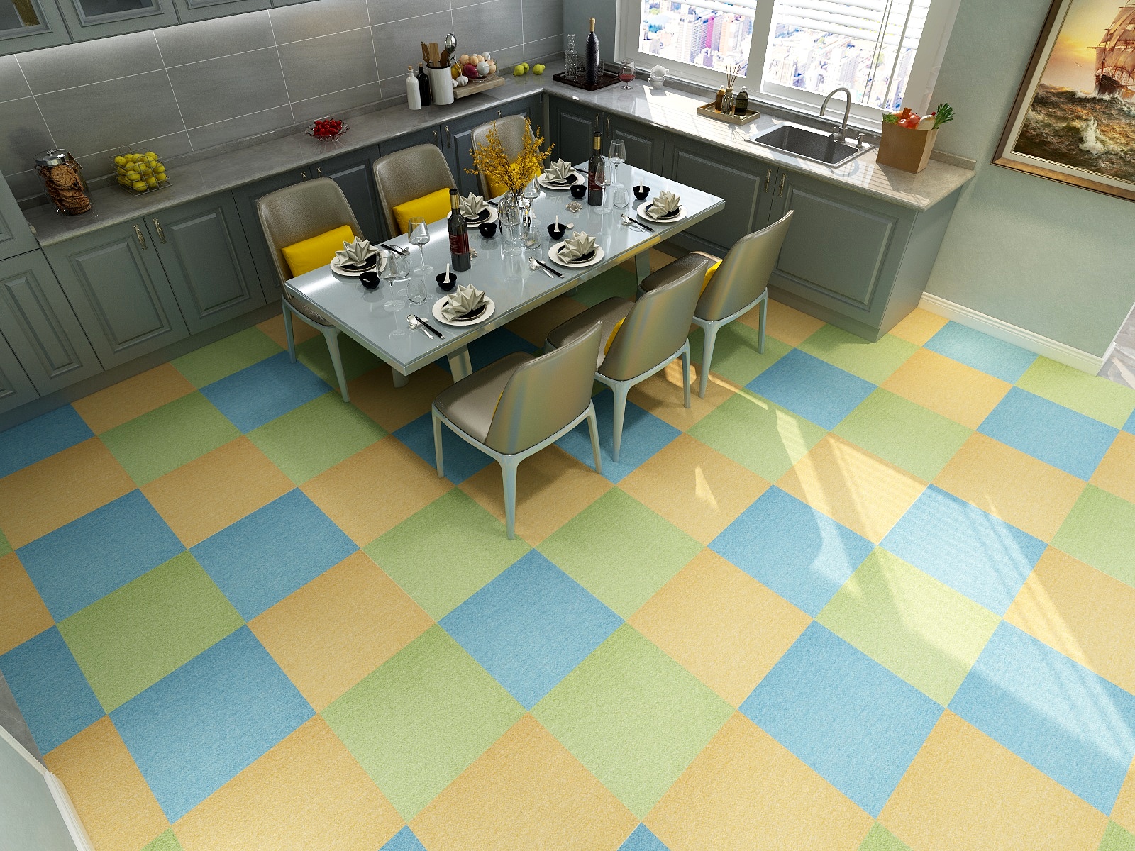  funky-carpet-tiles product-details magic-cube-008-green-50x50cm-model-fct-1348Magic-Cube-300-layout-1