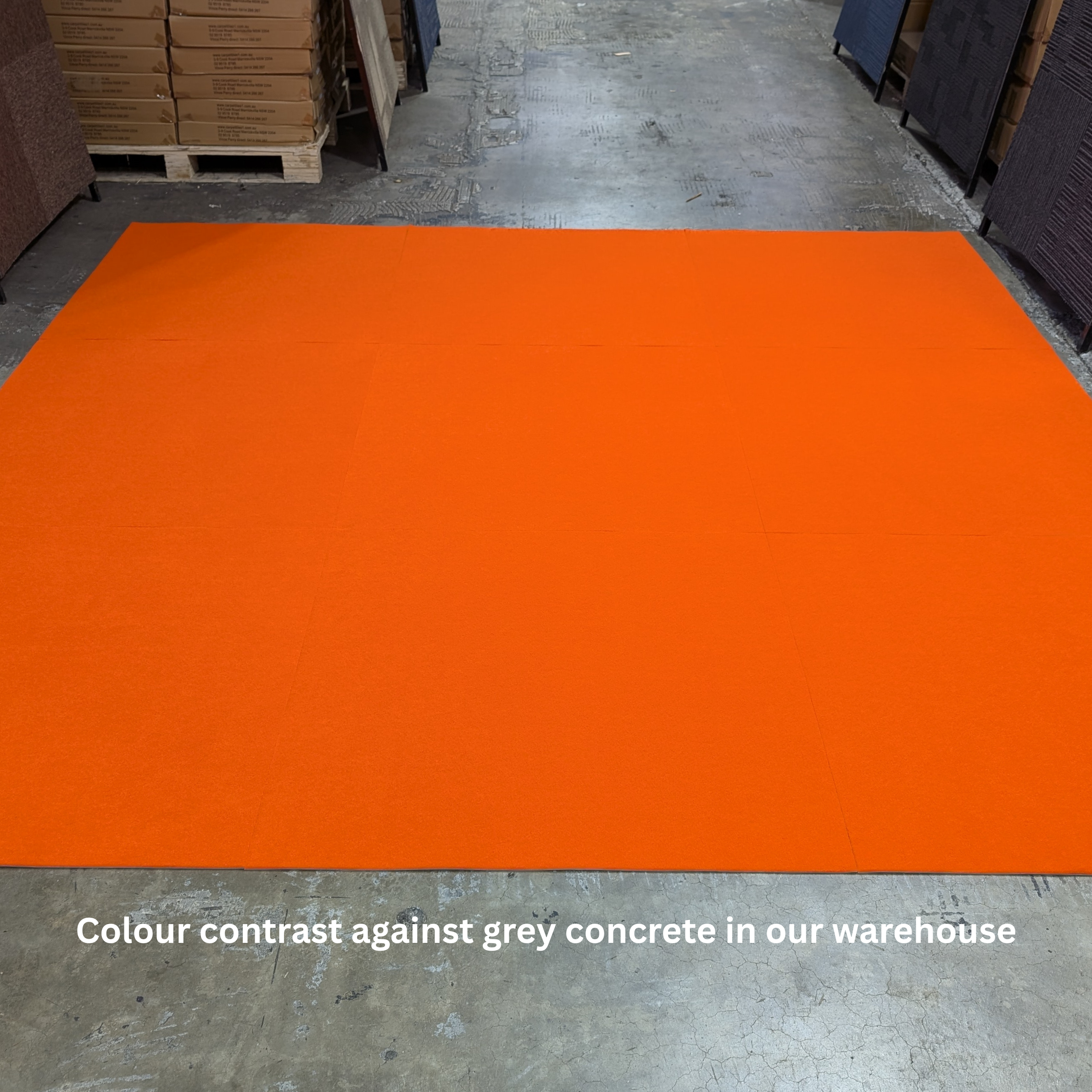  exhibition-carpet-tiles product-details Bright-Orange-1m-X-1m-Super-Tufted-Needle-Punched-Exhibition-Carpet-Tile-model-xct-1800In-warehouse